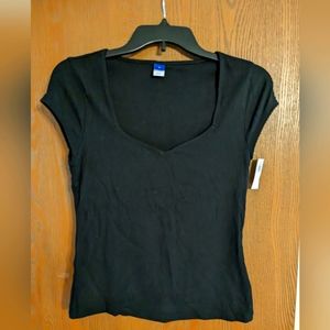 Old Navy Black Ribbed Fitted Shirt